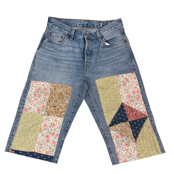 Levi's Pants - Levis 501 Big E Vintage Jean Shorts 150th Anniv Size 30 Quilt Upcycle Button Fly